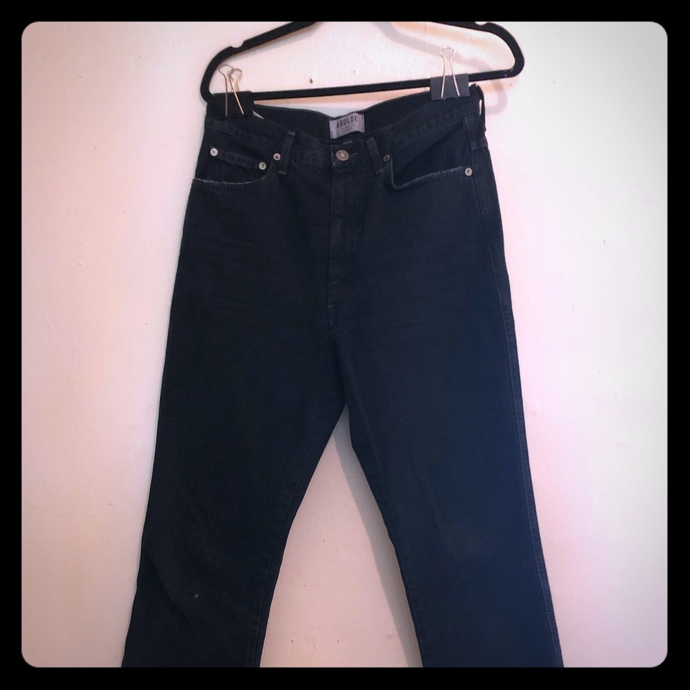 Agolde black straight leg crop jeans